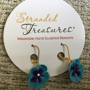 Earrings Blue Hibiscus Flower